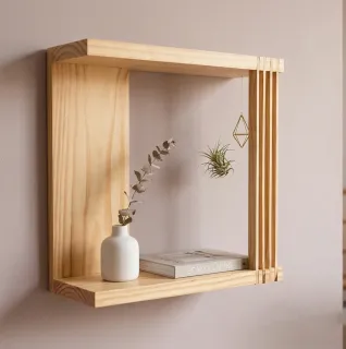 Estante Flotante Diseño Japandi — 40 × 40 × 15 cm
